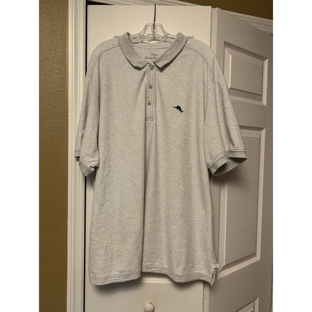 Tommy Bahama Polo Shirt Mens 3XB Big Gray Short Sleeve Outdoors Golf Preppy